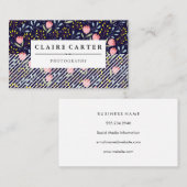 Carte De Visite Fleurs et rayures Arrière - plan (Devant / Derrière)