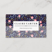 Carte De Visite Fleurs et rayures Arrière - plan (Devant)