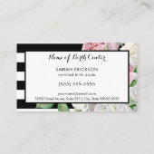 Carte De Visite Fleurs et rayures élégantes Maternité Naissance Do (Dos)