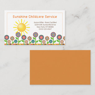 Carte De Visite Fleurs et Sunshine Child Daycare Service