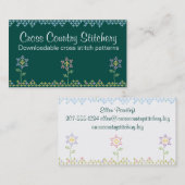 Carte De Visite Fleurs faites sur commande de broderie de point de (Devant / Derrière)