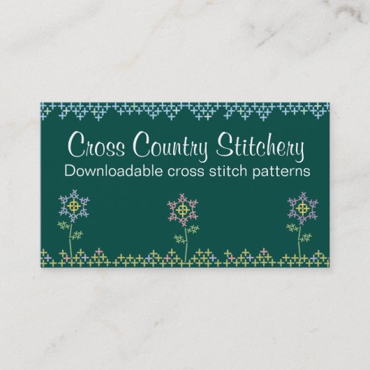 Carte De Visite Fleurs faites sur commande de broderie de point de (Devant)