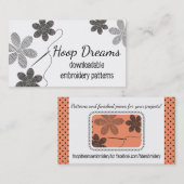 Carte De Visite Fleurs faites sur commande de broderie de point de (Devant / Derrière)