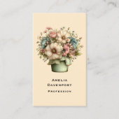 Carte De Visite Fleurs Fantaisistes dans un Pot de Fleurs Mignon (Devant)