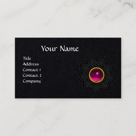 CARTE DE VISITE FLEURS FLEURIES FLEURIES CELTIQUES FUCHSIA MONOGRA (Devant)