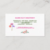 Carte De Visite Fleurs fleuristes pour n'importe quelle occasion (Dos)