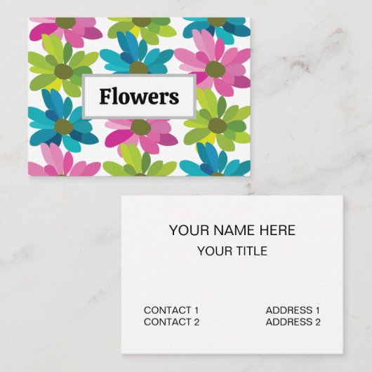Carte De Visite Fleurs Fleurs Colorées (Devant / Derrière)