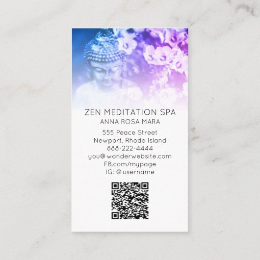 Carte De Visite *~* Fleurs Floral QR code Méditation Bouddha Ombre (Dos)
