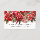 Carte De Visite Fleurs florales élégantes de roses rouges (Devant)