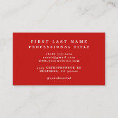 Carte De Visite Fleurs florales élégantes de roses rouges (Dos)