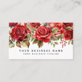 Carte De Visite Fleurs florales élégantes de roses rouges (Devant)
