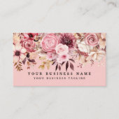 Carte De Visite Fleurs florales élégantes Roses rose or (Devant)