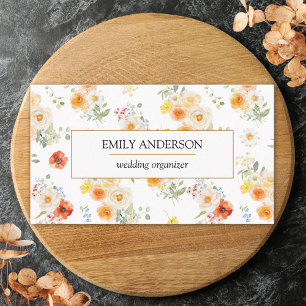 Carte De Visite Fleurs Florales Personnalisées Aquarelle Ensoleill