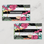 Carte De Visite Fleurs florales tropicales Feuilles Chic Botanique (Devant / Derrière)