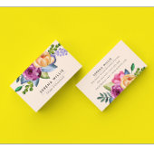 Carte De Visite Fleurs florales violettes vert jaune