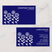 Carte De Visite Fleurs géométriques - Blanc sur Dp Navy (Devant / Derrière)