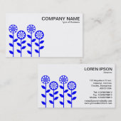 Carte De Visite Fleurs géométriques - Bleu (Devant / Derrière)