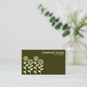 Carte De Visite Fleurs géométriques - Crème sur Dk Olive (Debout devant)