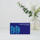 Carte De Visite Fleurs géométriques - Cyan sur Deep Navy (Debout devant)