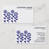 Carte De Visite Fleurs géométriques - Dp Navy sur blanc (Devant / Derrière)