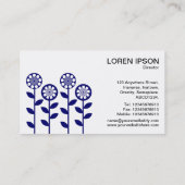 Carte De Visite Fleurs géométriques - Dp Navy sur blanc (Dos)