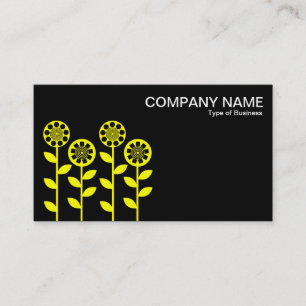 Carte De Visite Fleurs géométriques - Jaune sur Noir