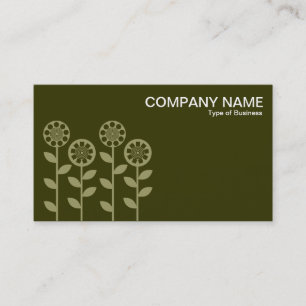 Carte De Visite Fleurs géométriques - Khaki et Olive foncé