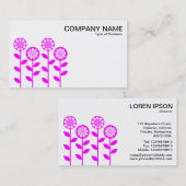 Carte De Visite Fleurs géométriques - Magenta en blanc (Devant / Derrière)