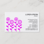 Carte De Visite Fleurs géométriques - Magenta en blanc (Dos)
