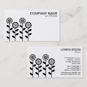 Carte De Visite Fleurs géométriques - Noir (Devant / Derrière)