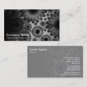 Carte De Visite Fleurs géométriques - Noir avec gris (Devant / Derrière)