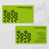 Carte De Visite Fleurs géométriques - Noir sur Martian Green (Devant / Derrière)