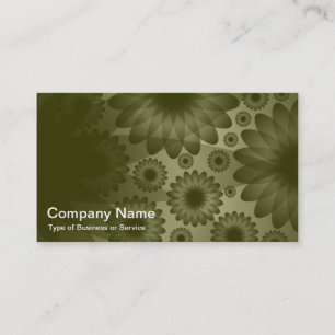Carte De Visite Fleurs Géométriques - Olive Foncé avec Gris