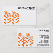 Carte De Visite Fleurs géométriques - orange sur blanc (Devant / Derrière)