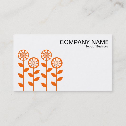 Carte De Visite Fleurs géométriques - orange sur blanc (Devant)