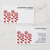 Carte De Visite Fleurs géométriques - Ruby sur blanc (Devant / Derrière)