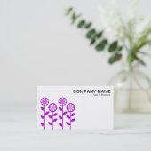 Carte De Visite Fleurs géométriques - violet sur blanc (Debout devant)