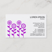 Carte De Visite Fleurs géométriques - violet sur blanc (Dos)