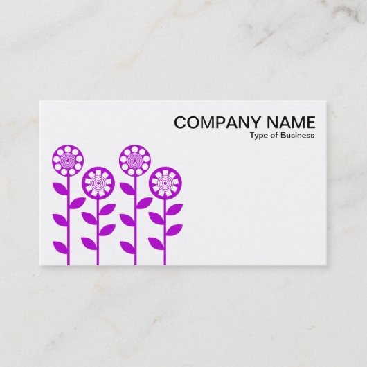Carte De Visite Fleurs géométriques - violet sur blanc (Devant)