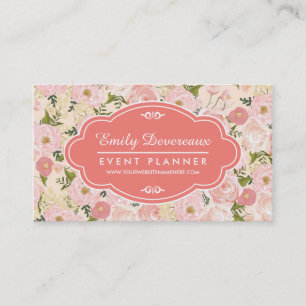 Carte De Visite Fleurs Girly de pêche de corail florale vintage