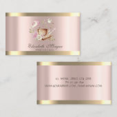 Carte De Visite Fleurs Gold Stripe Rose Gold Outils de boulangerie (Devant / Derrière)