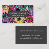 Carte De Visite Fleurs illustrées tirées par la main vibrantes (Devant / Derrière)