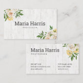 Carte De Visite Fleurs Jaunes Bois Rustique Simple Professionnel (Devant / Derrière)