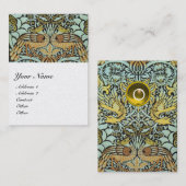 Carte De Visite FLEURS JAUNES, COQUES DE PAIX, DRAGONS MONOGRAM Pe (Devant / Derrière)