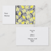 Carte De Visite Fleurs jaunes et grises. Modèle floral (Devant / Derrière)