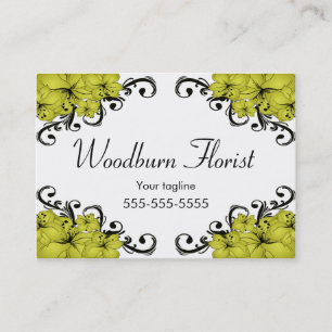 Carte De Visite Fleurs jaunes et noires élégantes