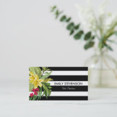 Carte De Visite Fleurs Jaunes Et Rouges Hawaïennes (Debout devant)