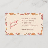 Carte De Visite Fleurs les années 70 Fabriquées À La Main Par Nom  (Dos)