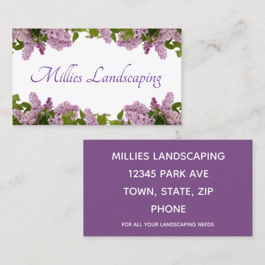 Carte De Visite Fleurs Lilac (Devant / Derrière)