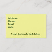 Carte De Visite Fleurs, magasin floral : Fille mignonne de gnome, (Dos)